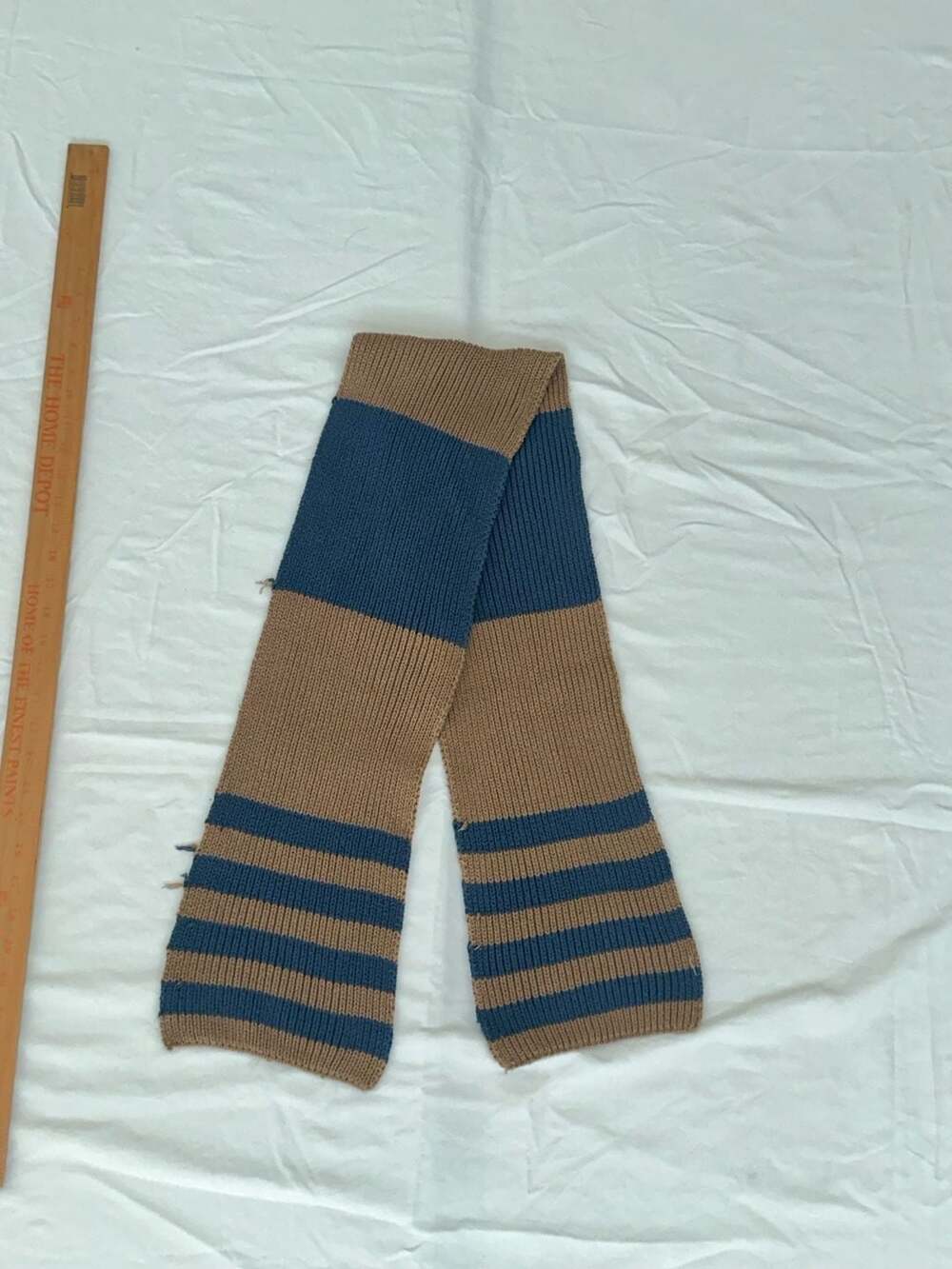 Vintage Striped Knit Scarf Brown Blue Winter
